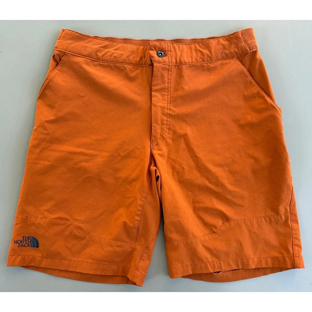 The North Face Mens 32 Burnt Orange Hiking Shorts Stretch Technical